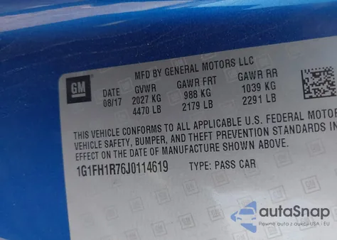 2018 Chevrolet Camaro 2Ss z USA, uszkodzony, nr VIN 1G1FH1R76J0114619